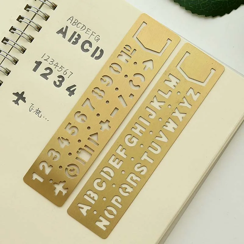 EZONE Number/Alphabet Pattern Ruler Golden Metal Drawing Template Multifunctional Hollow Out Brass Ruler Bookmark School Supply
EZONE Number/Alphabet Pattern Ruler Golden Metal Drawing Template Multifunctional Hollow Out Brass Ruler Bookmark School Supply