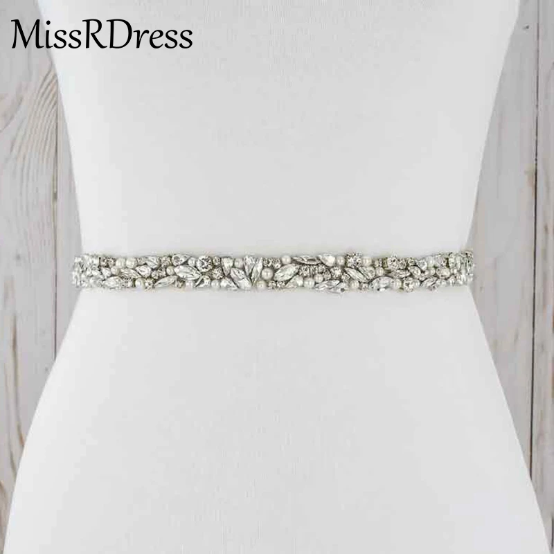 MissRDress Silver Crystal Wedding Belts Handmade Opal Bridal Belt Rhinestones Sash For Prom Gown JK920 | Свадьбы и торжества