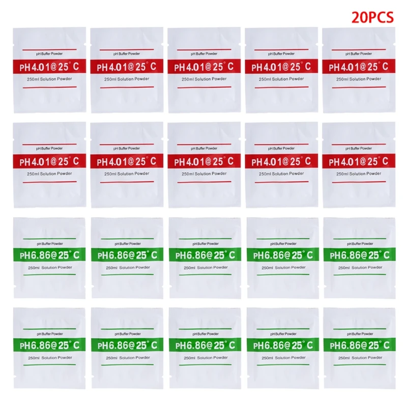 AIMOMETER 20 Pcs PH Buffer Solution Powder PH For Test Meter Measure Calibration 4.01 6.86 250ml Each Pack Volume Z1019 Z1029
AIMOMETER 20 Pcs PH Buffer Solution Powder PH For Test Meter Measure Calibration 4.01 6.86 250ml Each Pack Volume Z1019 Z1029