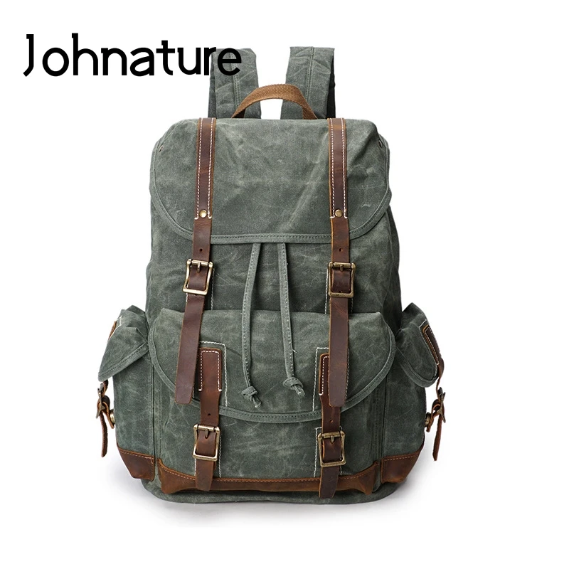 Johnature 2021 New Men Bag Canvas Backpack Solid Color Bag Vintage Outdoor Waterproof Large Capacity Travel Backpack
Johnature 2021 New Men Bag Canvas Backpack Solid Color Bag Vintage Outdoor Waterproof Large Capacity Travel Backpack
