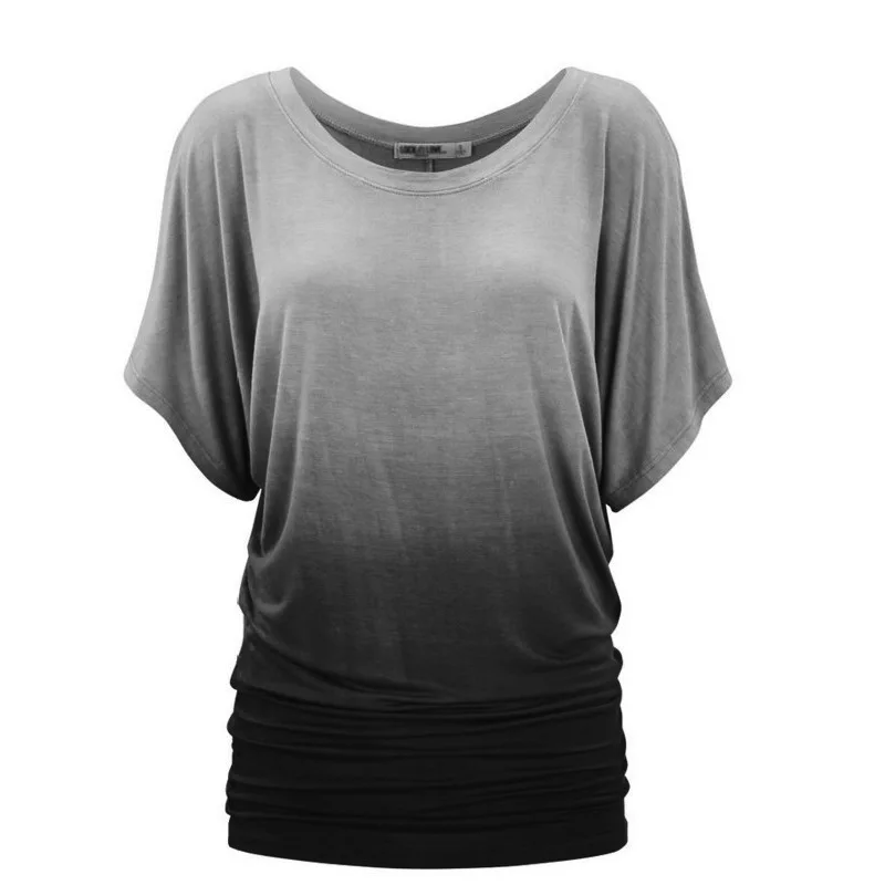 Casual T Shirt Women Basic Batwing Sleeve Summer Gradient Color O Neck Ladies Tee Brief Style Femme Top
Casual T Shirt Women Basic Batwing Sleeve Summer Gradient Color O Neck Ladies Tee Brief Style Femme Top