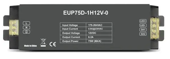 EUP75D-1H12V-0 Constant Voltage DALI Dimmer Decoder Series , 120-240VAC 6.2A *1 channel 75W DALI LED Controller
EUP75D-1H12V-0 Constant Voltage DALI Dimmer Decoder Series , 120-240VAC 6.2A *1 channel 75W DALI LED Controller