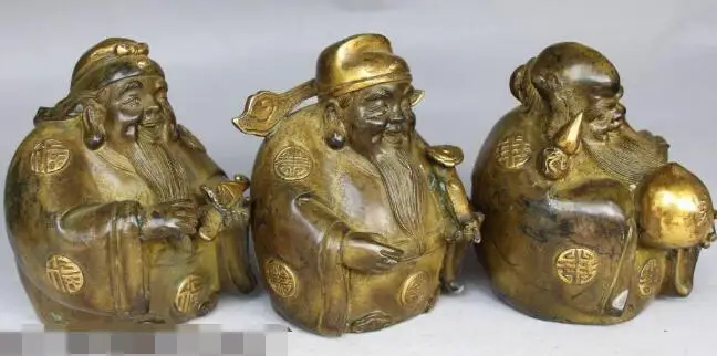 S00132 6"Fengshui Chinese Bronze Gilt Wealth 3 Longevity God Fu Lu Shou Life Statue Set
S00132 6"Fengshui Chinese Bronze Gilt Wealth 3 Longevity God Fu Lu Shou Life Statue Set