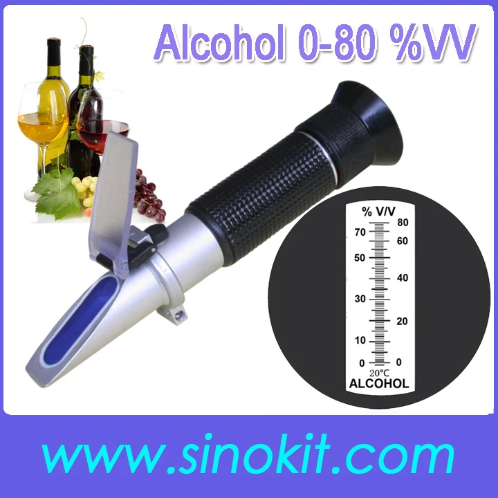 

New Free Shipping 0-80% VV Alcohol Wine Hand hand Refractometer Black Grip RHV-80ATC V/V