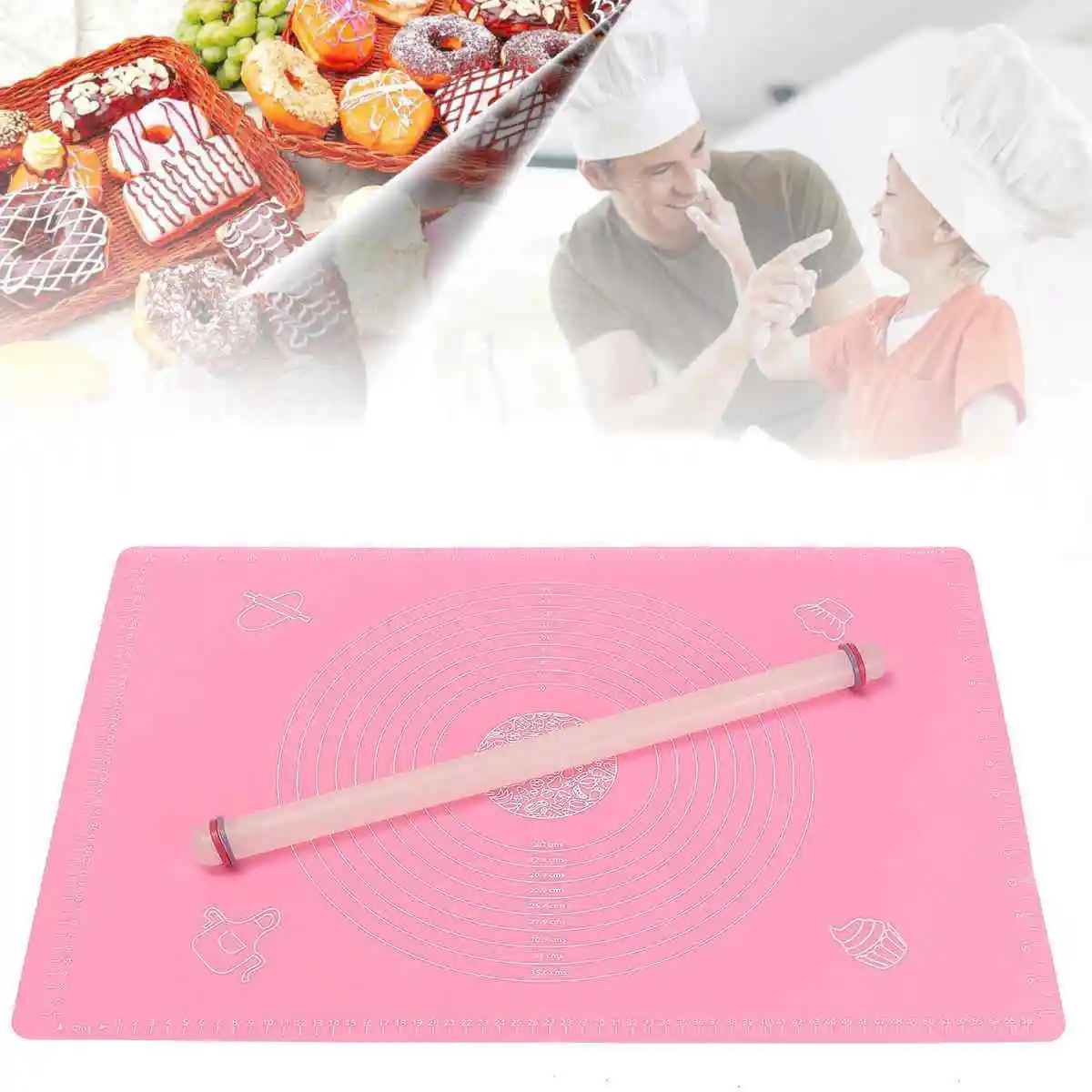 2pcs/SETNonstick Silicone Baking Cooking Mat with Measurement65*45cm + Fondant Rolling Pin 50cm
2pcs/SETNonstick Silicone Baking Cooking Mat with Measurement65*45cm + Fondant Rolling Pin 50cm