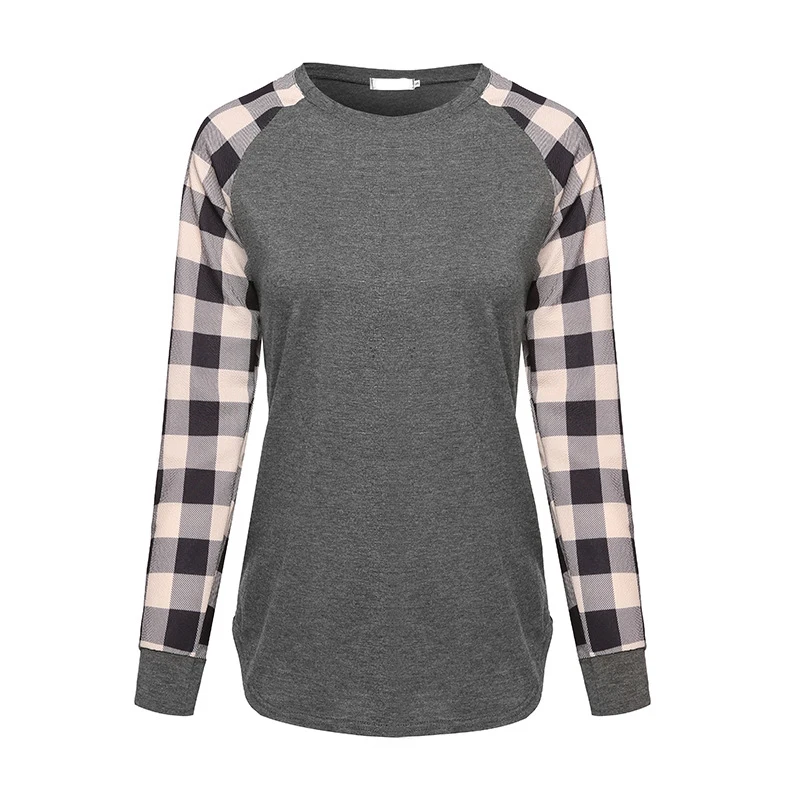 Plaid Printed Ladies Head Stitching Color Matching Bottoming Shirt Summer Shirt Female Long Sleeved Women T-shirt Plus Size
Plaid Printed Ladies Head Stitching Color Matching Bottoming Shirt Summer Shirt Female Long Sleeved Women T-shirt Plus Size
