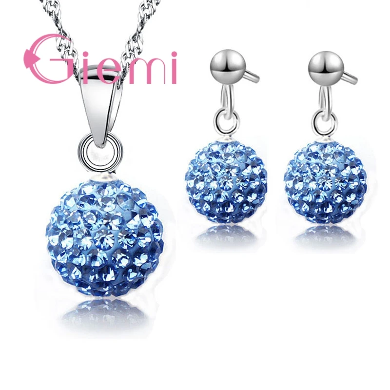 Promition Deal Elegant Ball Shape Jewelry Sets Full Of Shiny Rhinestone 925 Sterling Silver Pendant Necklace Stud Earring
Promition Deal Elegant Ball Shape Jewelry Sets Full Of Shiny Rhinestone 925 Sterling Silver Pendant Necklace Stud Earring