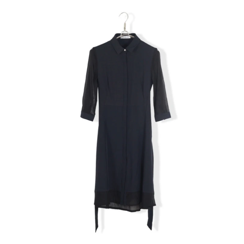 2021 Spring Autumn Three Quarter Sleeve Chiffon Dress Women Buttons Casual Midi Dress With Belt Elegant Plus Size Vestidos Navy
2021 Spring Autumn Three Quarter Sleeve Chiffon Dress Women Buttons Casual Midi Dress With Belt Elegant Plus Size Vestidos Navy