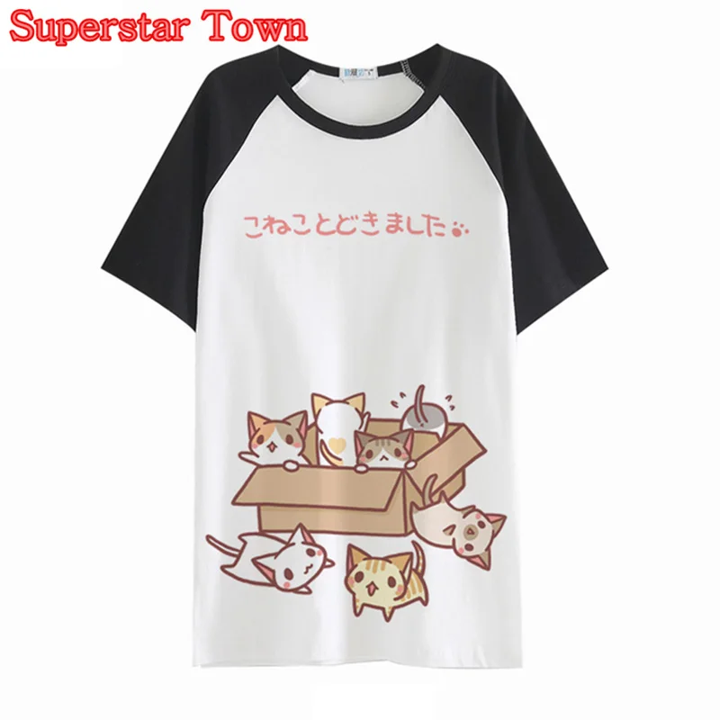 Summer Harajuku T Shirt Cute Cat Prints Womens T-shirt Japan Sweet Tees Top Short Sleeve Tee Shirt Femme
Summer Harajuku T Shirt Cute Cat Prints Womens T-shirt Japan Sweet Tees Top Short Sleeve Tee Shirt Femme