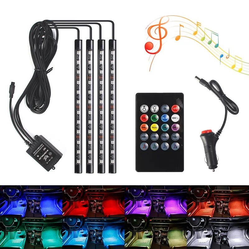 Car styling Wireless Remote/Music/Voice Control Interior Floor Foot Decoration Light Cigarette LED Atmosphere RGB Neon LampStrip
Car styling Wireless Remote/Music/Voice Control Interior Floor Foot Decoration Light Cigarette LED Atmosphere RGB Neon LampStrip