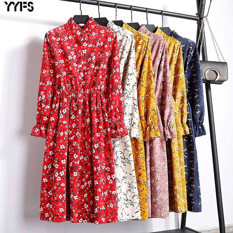YYFS 2019 Corduroy High Elastic Waist Vintage Dress Women Spring Fashion Long Sleeved Floral Printing Chiffon Dresses Feminino
YYFS 2019 Corduroy High Elastic Waist Vintage Dress Women Spring Fashion Long Sleeved Floral Printing Chiffon Dresses Feminino