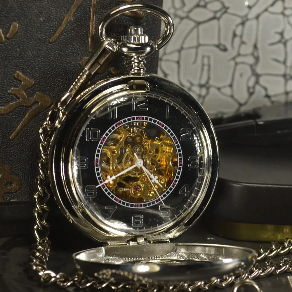Мужские автоматические карманные часы TIEDAN в стиле стимпанк роскошные