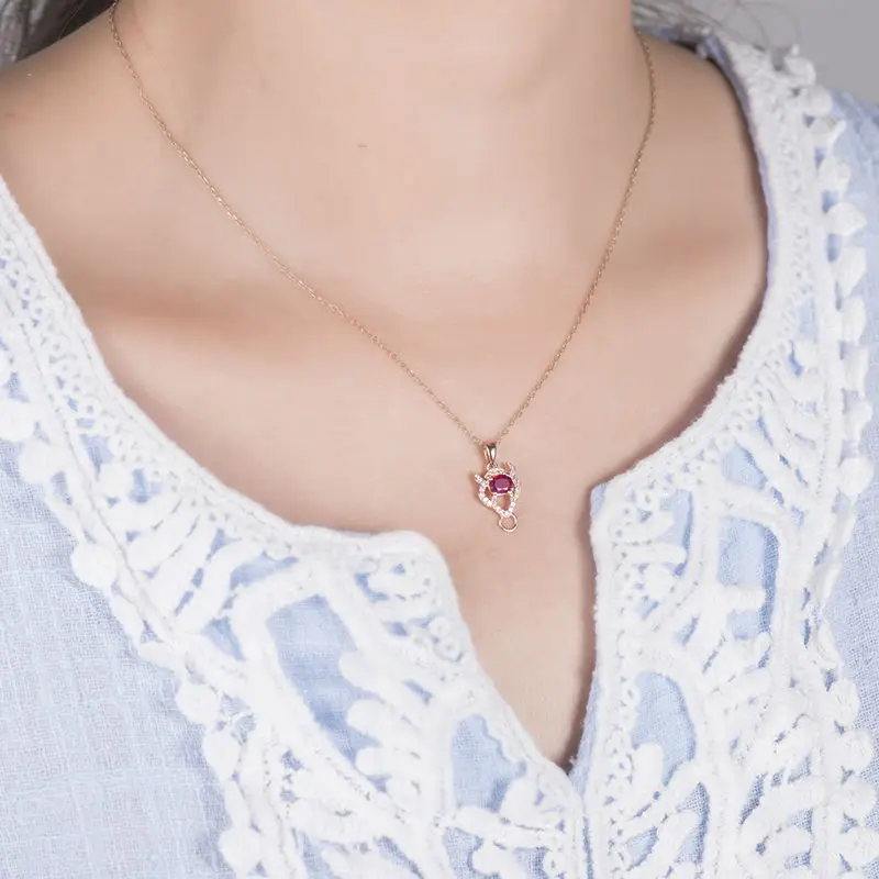 Solid 18K Rose Gold Diamond With Oval 4x5mm Natural Red Ruby Taurus Pendant WP086F
Solid 18K Rose Gold Diamond With Oval 4x5mm Natural Red Ruby Taurus Pendant WP086F