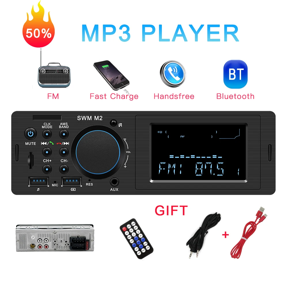 Car Radio Bluetooth Auto 12V Universal Stereo Music FM Aux Input Receiver Charging SD TF USB In Dash 1 Din MP3 Multimedia Player
Car Radio Bluetooth Auto 12V Universal Stereo Music FM Aux Input Receiver Charging SD TF USB In Dash 1 Din MP3 Multimedia Player