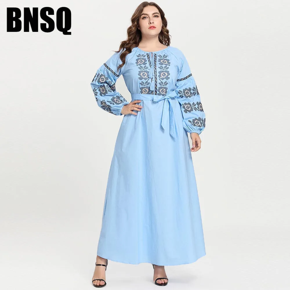 BNSQ Plus Size Abaya Muslim Dress Fashion Large Women Embroidered Tie Puff Sleeves Long Sleeve Round Bow Muslim Casual Maxi
BNSQ Plus Size Abaya Muslim Dress Fashion Large Women Embroidered Tie Puff Sleeves Long Sleeve Round Bow Muslim Casual Maxi