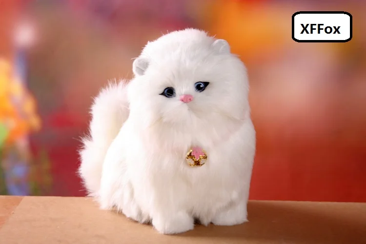 

cute real life sitting cat model plastic&furs simulation white cat doll gift about 17x12x15cm xf1277