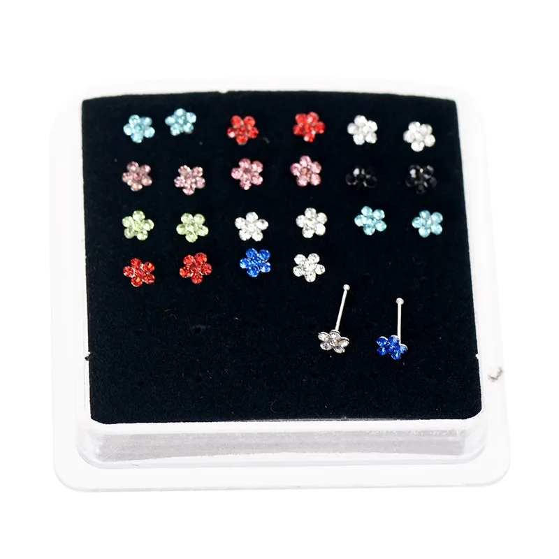24pcs/Lot Silver Plated Rhinestone Nose Stud Rings Tragus Ear Piercings Nose Nail Body Jewelry For Women Wholesale
24pcs/Lot Silver Plated Rhinestone Nose Stud Rings Tragus Ear Piercings Nose Nail Body Jewelry For Women Wholesale