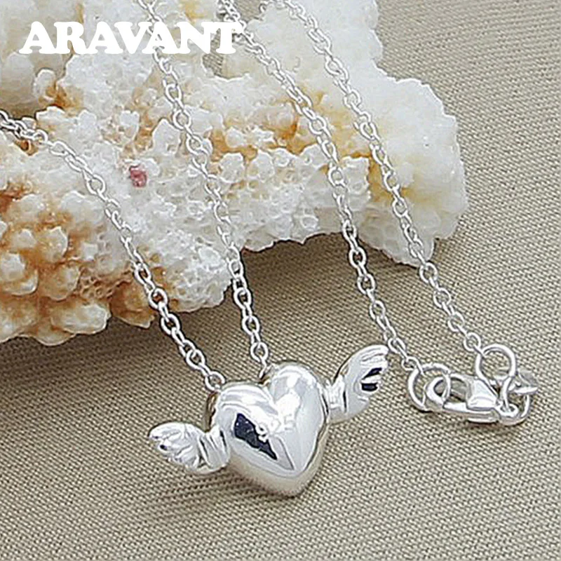 New Fashion 925 Jewelry Heart Angel Wing Pendant Necklace For Women Silver Plated Necklaces Jewelry
New Fashion 925 Jewelry Heart Angel Wing Pendant Necklace For Women Silver Plated Necklaces Jewelry