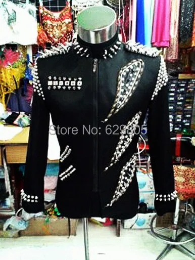 Male Black Rivets Jacket Dancewear Nightclub Bar Stage Show Costume Nightclub Dj For Men Singer Outerwear Dance Suit Costumes
Male Black Rivets Jacket Dancewear Nightclub Bar Stage Show Costume Nightclub Dj For Men Singer Outerwear Dance Suit Costumes