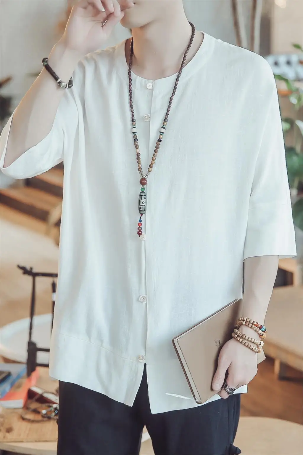 New Trend Fashion Summer Solid Shirt Men O-neck Collar Cotton Linen Half Sleeve Shirts Slim Type Male Casual National Tops
New Trend Fashion Summer Solid Shirt Men O-neck Collar Cotton Linen Half Sleeve Shirts Slim Type Male Casual National Tops