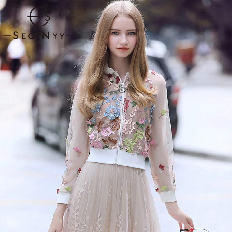 SEQINYY Baseball Jacket 2020 Summer Spring New Fashion Design Long Sleeve Embroidery Flowers Mesh Short Top Women
SEQINYY Baseball Jacket 2020 Summer Spring New Fashion Design Long Sleeve Embroidery Flowers Mesh Short Top Women