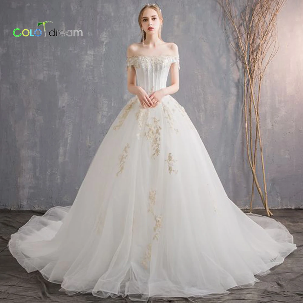 Свадебное платье трапециевидной формы со шлейфом vestido de novia простое кружевное без