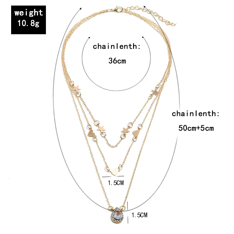 Женское многослойное ожерелье Miss JQ золотого цвета из сплава с подвеской в форме