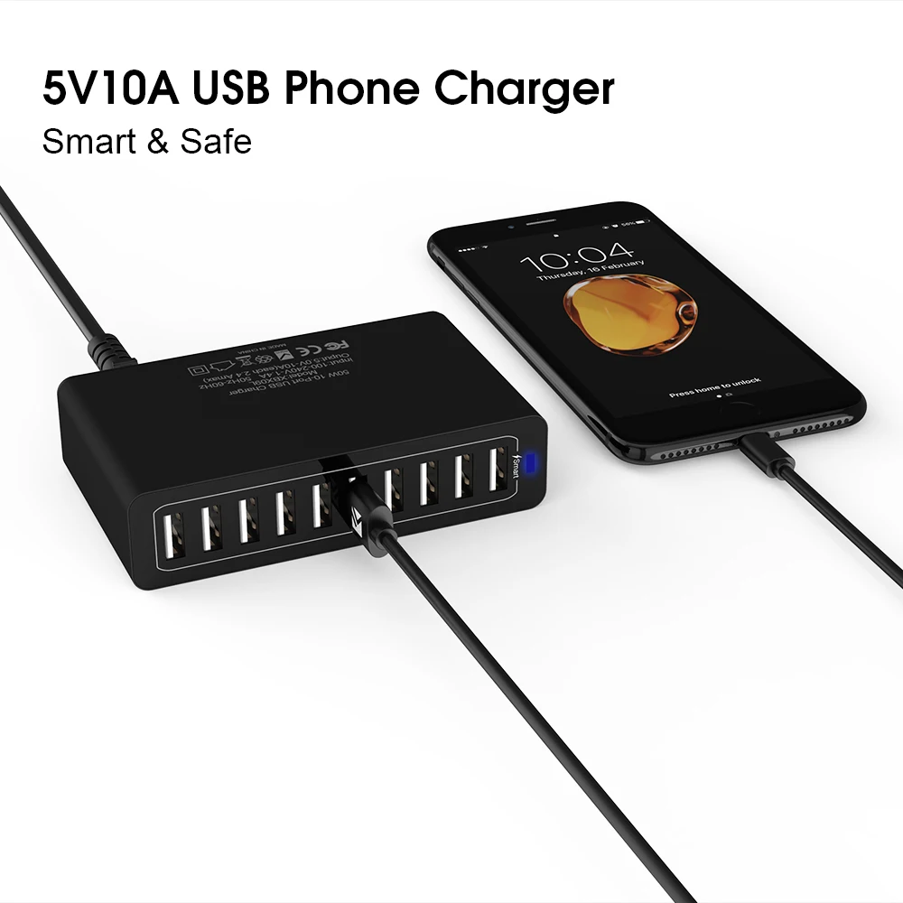 FLOVEME 10 Port Multiple USB Charger EU/US Plug Multiple Device Charging For iPhone 11 5V10A 50W Smart Quick Charge USB Charger
FLOVEME 10 Port Multiple USB Charger EU/US Plug Multiple Device Charging For iPhone 11 5V10A 50W Smart Quick Charge USB Charger