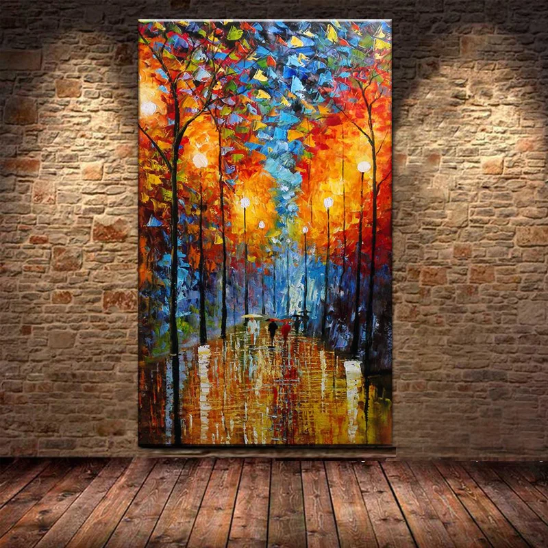 Large Hand-Painted Abstract Modern Mural Rain Tree Road palette knife oil painting on canvas wall decor Decoration
Large Hand-Painted Abstract Modern Mural Rain Tree Road palette knife oil painting on canvas wall decor Decoration