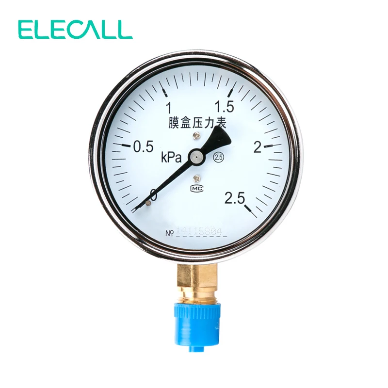 

ELECALL YE-100 0-30KPA Air Diaphragm Pressure GaugePhosphor Bronze Film Box Pressure Gauge Positive Pressure Meter