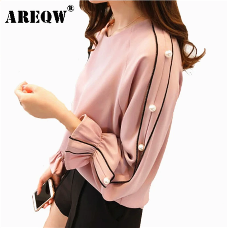 Плюс Размеры XXXXL XXXL шифоновая рубашка Женский 2018 Blusa бисером Топы корректирующие