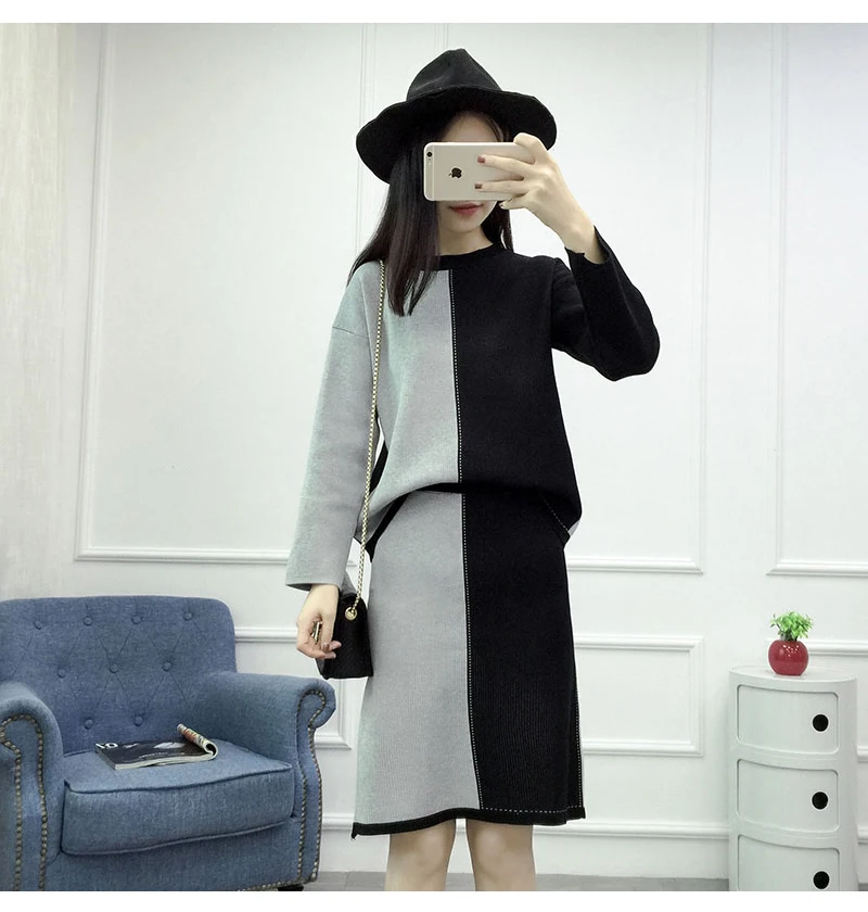Fashion Women Dress Knitted Sweater Set Autumn Winter Knitting Sweater Long Sleeve Pullover Tops + Skirt Two Piece Suit Sets
Fashion Women Dress Knitted Sweater Set Autumn Winter Knitting Sweater Long Sleeve Pullover Tops + Skirt Two Piece Suit Sets