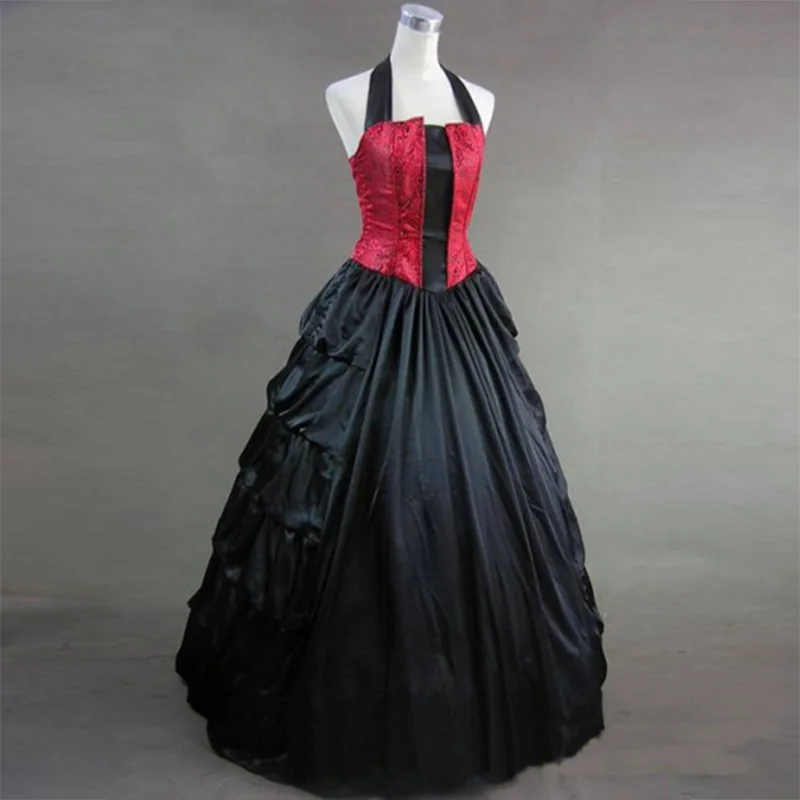 2018 Red and Black Halter Gothic Victorian Period Dress 18th Century Marie Antoinette Party Dress Ball Gowns For Women
2018 Red and Black Halter Gothic Victorian Period Dress 18th Century Marie Antoinette Party Dress Ball Gowns For Women