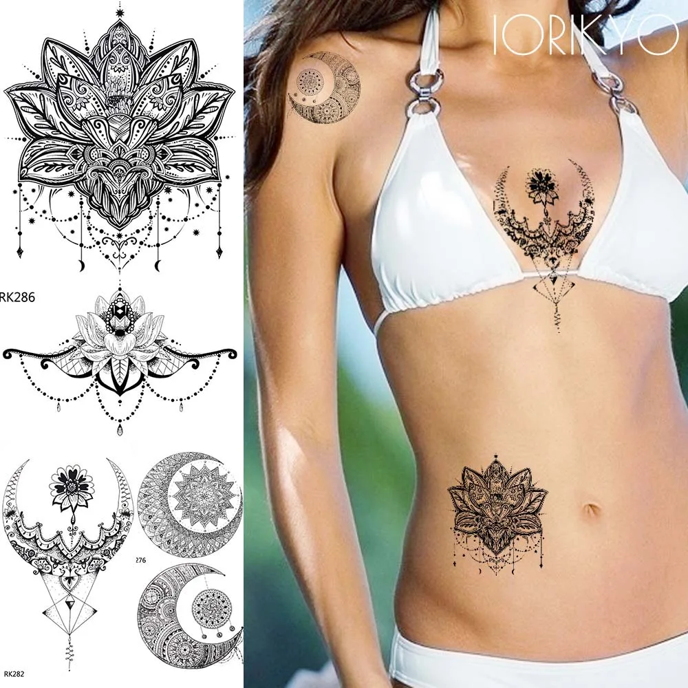 IORIKYO Tribal Lace Black Temporary Tattoo Women Moon Arm Henna Flower Water Transfer Tatoos Girl Queen Waist Fake Tattoo Makeup
IORIKYO Tribal Lace Black Temporary Tattoo Women Moon Arm Henna Flower Water Transfer Tatoos Girl Queen Waist Fake Tattoo Makeup