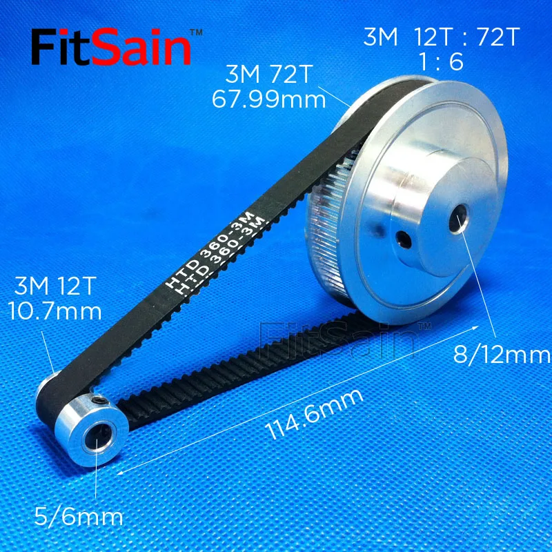 FitSain-3M 12T:72T 1:6 pulley synchronous wheel deceleration timing belt bandwidth 10 holes 5/6/8/12mm
FitSain-3M 12T:72T 1:6 pulley synchronous wheel deceleration timing belt bandwidth 10 holes 5/6/8/12mm