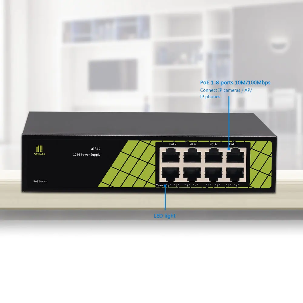 Фабрика 10/100Mpbs 8 Порт промышленный ethernet умная сеть POE переключатель для камеры