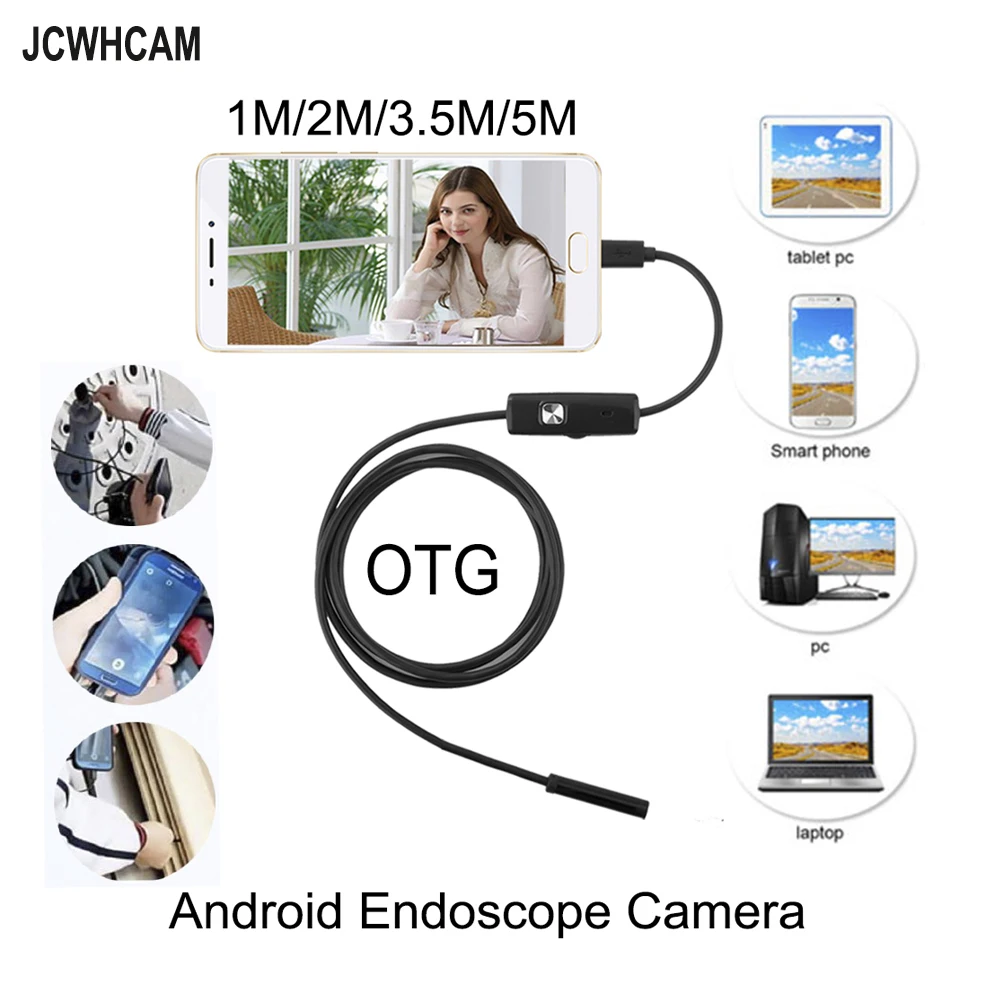 Камера Эндоскоп JCWHCAM объектив 5 мм 6 светодисветодиодный портативный OTG USB