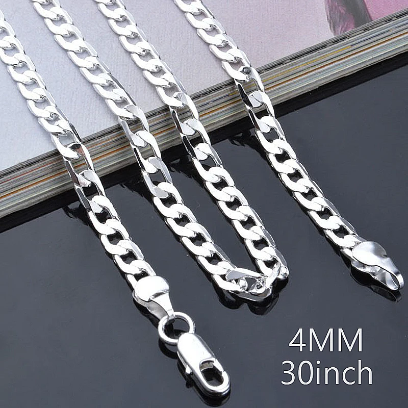 Оптовая продажа новая благородная Мода 925 для женщин и мужчин ожерелье 4 мм в виде