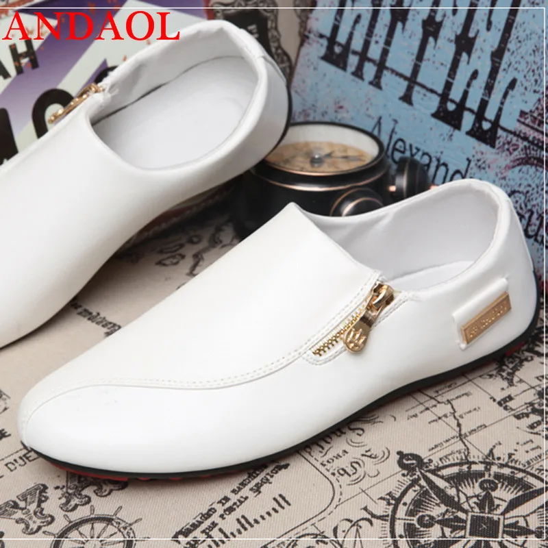 ANDAOL Men's Bright Leather Casual Shoes Fashion Soild Non-Slip Zip Light Designer Loafers Luxury Bushiness Office Driving Shoes
ANDAOL Men's Bright Leather Casual Shoes Fashion Soild Non-Slip Zip Light Designer Loafers Luxury Bushiness Office Driving Shoes