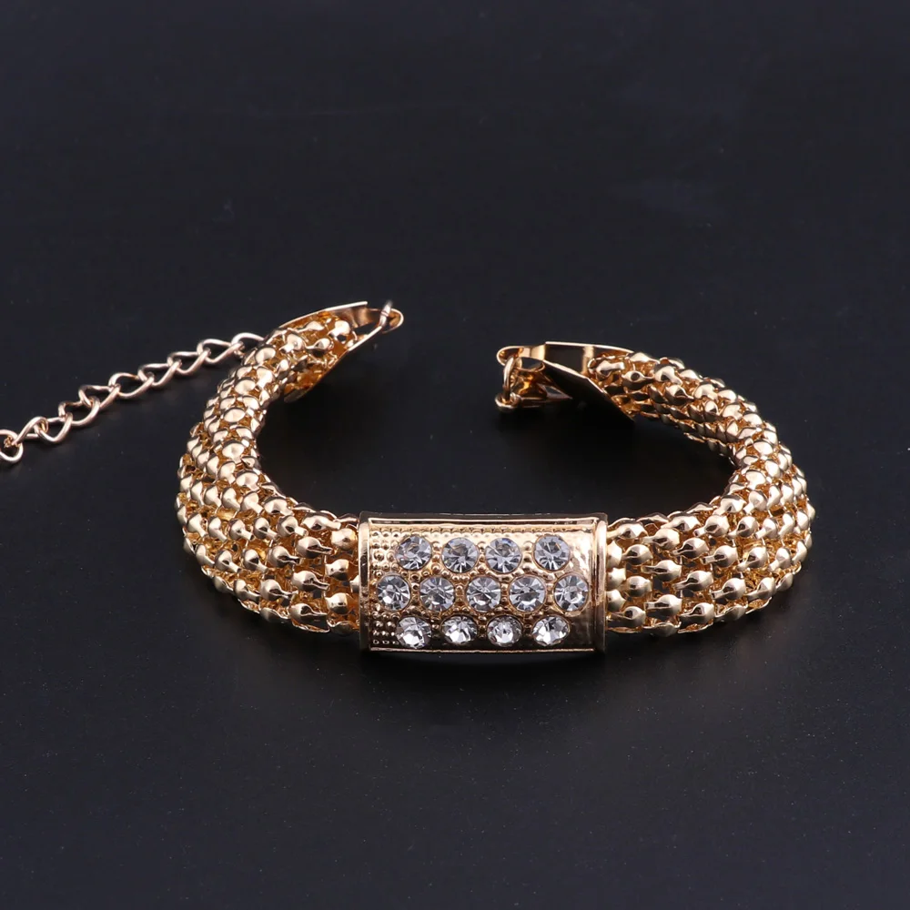 CYNTHIA золотой цвет Дубай Африканский белый кристалл ожерелье браслет серьги