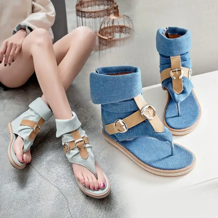 The denim cloth shoes female Roman exposed flat bottom blue zipper is suitable for 100 % sandals Leter Shoes
The denim cloth shoes female Roman exposed flat bottom blue zipper is suitable for 100 % sandals Leter Shoes