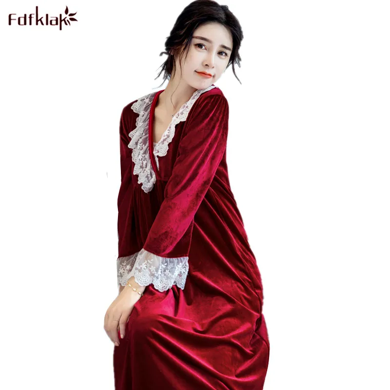 Fdfklak Spring Autumn Nightgowns Women Long Sleeve Sexy V-neck Nightshirt Female Gold Velvet Long Dress Sleepwear Nightdress
Fdfklak Spring Autumn Nightgowns Women Long Sleeve Sexy V-neck Nightshirt Female Gold Velvet Long Dress Sleepwear Nightdress