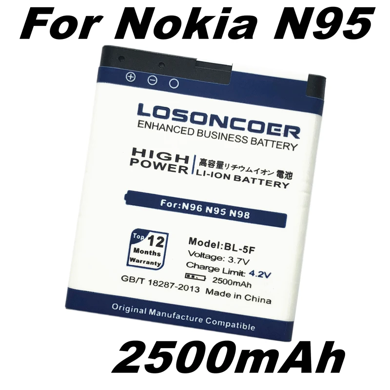 Аккумулятор LOSONCOER для Nokia 6210S N98 6210 6290 N95 E65 N93i N96 6710N 2500 мАч с номером