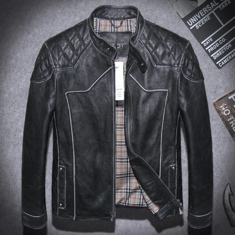 Free Shipping Black Vintage Genuine Leather Jackets Motorcycle Slim Retro Mens Motorcycle Leather Coat
Free Shipping Black Vintage Genuine Leather Jackets Motorcycle Slim Retro Mens Motorcycle Leather Coat