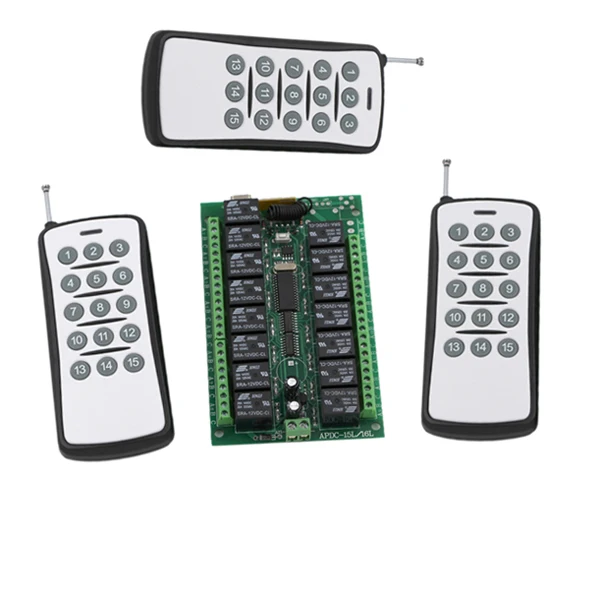1000M Long Range DC24V 15CH Radio Controller RF Wireless Remote Control Switch System 315/433 Mhz 3*Transmitter + 1*Receiver
1000M Long Range DC24V 15CH Radio Controller RF Wireless Remote Control Switch System 315/433 Mhz 3*Transmitter + 1*Receiver