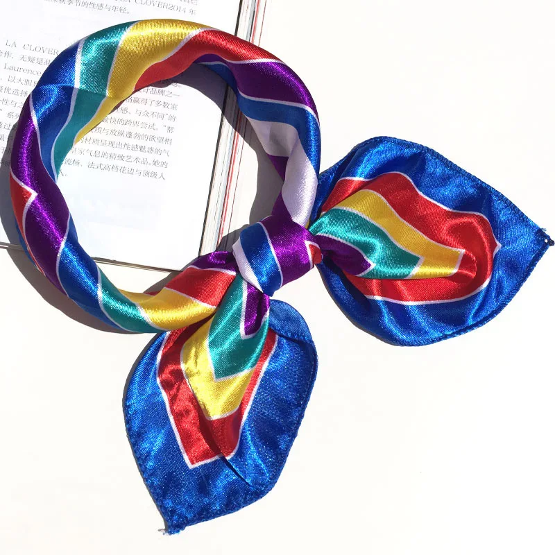 50*50 Многофункциональный шелковый шарф женский модный Печатный галстук для волос