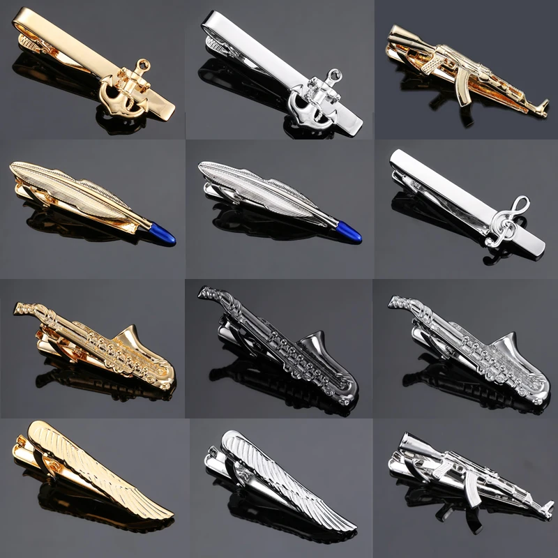 1 Piece Feather Guitar gun Anchor music sax Silvery gold Metal Tie Clip for Men Tie Bar Crystal Necktie Clips Pin For Mens Gift
1 Piece Feather Guitar gun Anchor music sax Silvery gold Metal Tie Clip for Men Tie Bar Crystal Necktie Clips Pin For Mens Gift