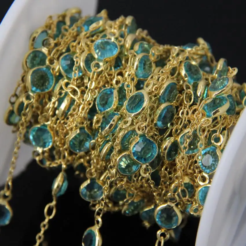 6mm Size,Sky blue Crystal Glass Faceted Coin Bead Rosary Chain,Round cut slice Glass link Gold Plating Wire Wrapped Chain
6mm Size,Sky blue Crystal Glass Faceted Coin Bead Rosary Chain,Round cut slice Glass link Gold Plating Wire Wrapped Chain