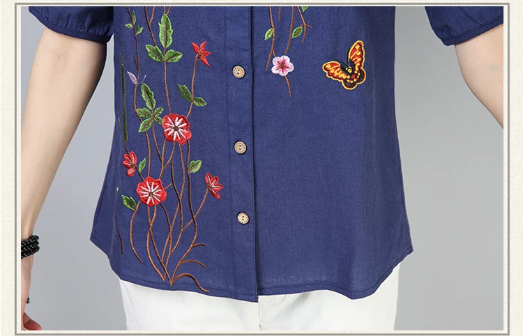 Summer Women's Embroidered Cotton Linen Shirt Women Short Sleeve Blouses Loose Linen Tops
Summer Women's Embroidered Cotton Linen Shirt Women Short Sleeve Blouses Loose Linen Tops