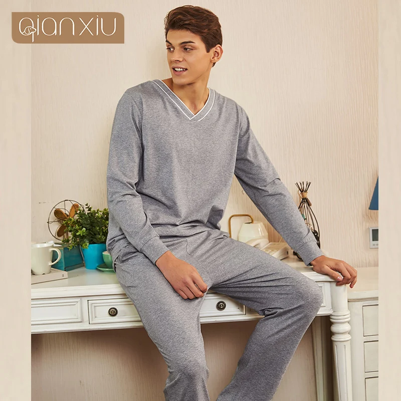 Autumn Sleepwear Pajamas Men Winter Knit Cardigan V-Neck Long-Sleeved Trousers Cotton Nightgown Nightwear Homeclothes
Autumn Sleepwear Pajamas Men Winter Knit Cardigan V-Neck Long-Sleeved Trousers Cotton Nightgown Nightwear Homeclothes